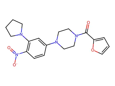 Furan-2-yl-[4-(4-nitro-3-pyrrolidin-1-ylphenyl)piperazin-1-yl]methanone structure