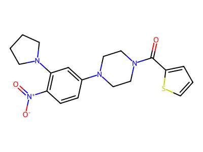 [4-(4-Nitro-3-pyrrolidin-1-ylphenyl)piperazin-1-yl]-thiophen-2-ylmethanone structure