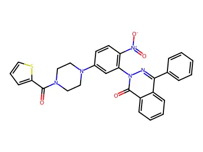 2-[2-nitro-5-[4-(thiophene-2-carbonyl)piperazin-1-yl]phenyl]-4-phenylphthalazin-1-one structure