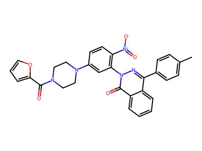 2-[5-[4-(furan-2-carbonyl)piperazin-1-yl]-2-nitrophenyl]-4-(4-methylphenyl)phthalazin-1-one structure
