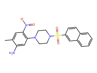 2-Methyl-5-(4-naphthalen-2-ylsulfonylpiperazin-1-yl)-4-nitroaniline structure