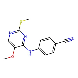 4-{[5-Methoxy-2-(methylsulfanyl)pyrimidin-4-yl]amino}benzonitrile structure