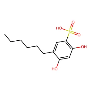 5-Hexyl-2,4-dihydroxybenzenesulfonic acid structure