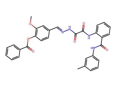 2-Methoxy-4-({2-[{2-[(3-methylphenyl)carbamoyl]anilino}(oxo)acetyl]hydrazinylidene}methyl)phenyl benzoate structure