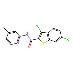 3,6-dichloro-N-(4-methyl-2-pyridinyl)-1-benzothiophene-2-carboxamide structure