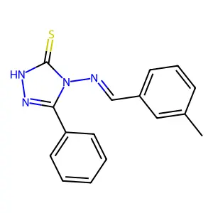 4-[(3-methylphenyl)methylideneamino]-3-phenyl-1H-1,2,4-triazole-5-thione structure