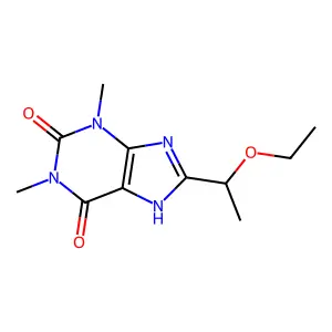 8-(1-ethoxyethyl)-1,3-dimethyl-3,7-dihydro-1H-purine-2,6-dione structure
