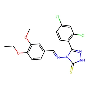 3-(2,4-dichlorophenyl)-4-[(4-ethoxy-3-methoxyphenyl)methylideneamino]-1H-1,2,4-triazole-5-thione structure