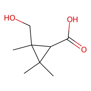 (1R,2R)-2-(hydroxymethyl)-2,3,3-trimethylcyclopropane-1-carboxylic acid structure