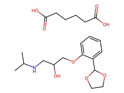 2-Propanol, 1-(o-(1,3-dioxolan-2-yl)phenoxy)-3-isopropylamino-, adipate structure