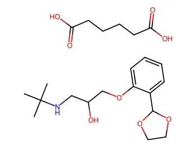 2-Propanol, 1-(tert-butylamino)-3-(o-(1,3-dioxolan-2-yl)phenoxy)-, adipate structure