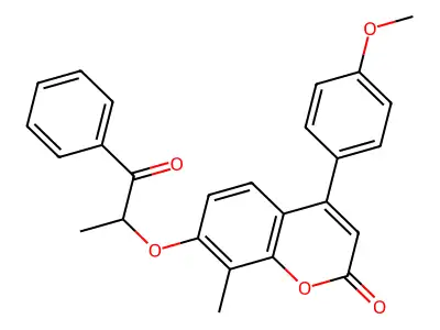 4-(4-Methoxyphenyl)-8-methyl-7-[(1-oxo-1-phenylpropan-2-yl)oxy]-2H-1-benzopyran-2-one structure