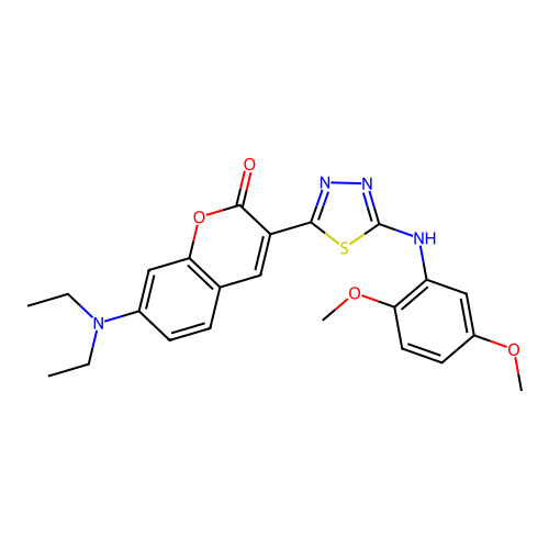 7-(Diethylamino)-3-[5-(2,5-dimethoxyanilino)-1,3,4-thiadiazol-2-yl]chromen-2-one structure