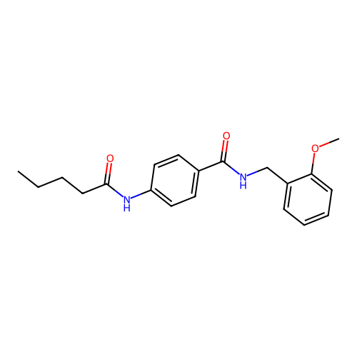 N-(2-methoxybenzyl)-4-(pentanoylamino)benzamide structure