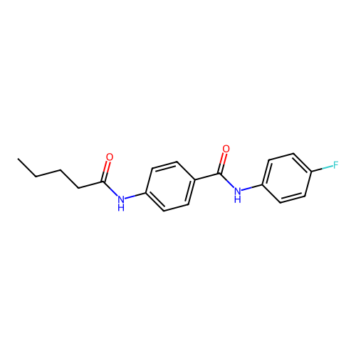 N-(4-fluorophenyl)-4-(pentanoylamino)benzamide structure
