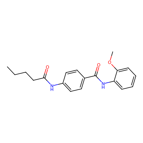 N-(2-methoxyphenyl)-4-(pentanoylamino)benzamide structure