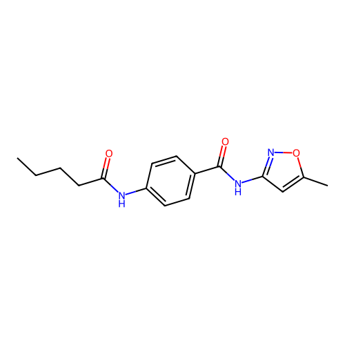 N-(5-methyl-1,2-oxazol-3-yl)-4-(pentanoylamino)benzamide structure