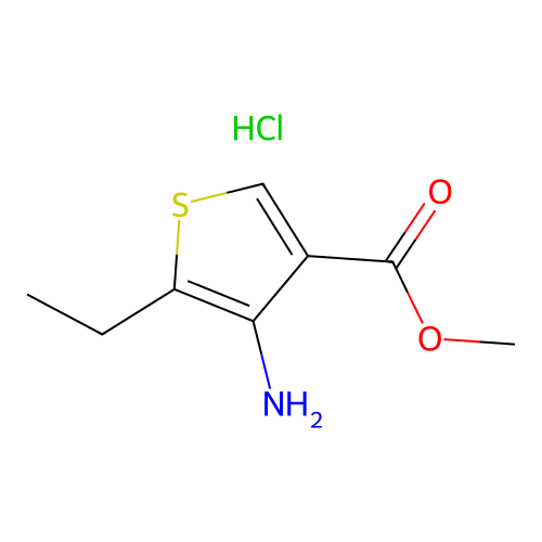 3-Thiophenecarboxylic acid, 4-amino-5-ethyl-, methyl ester, hydrochloride (1:1) structure