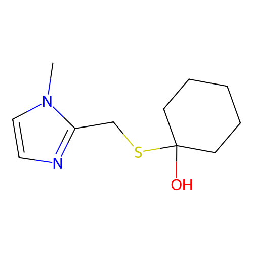 1-{[(1-methyl-1H-imidazol-2-yl)methyl]sulfanyl}cyclohexanol structure