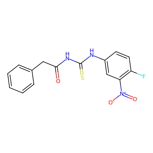 N-[(4-fluoro-3-nitrophenyl)carbamothioyl]-2-phenylacetamide structure