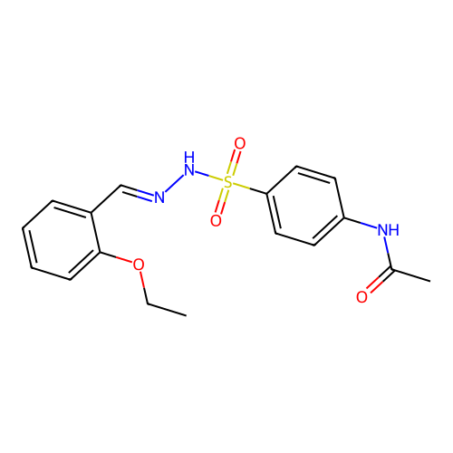 N-[4-[[(2-ethoxyphenyl)methylideneamino]sulfamoyl]phenyl]acetamide structure