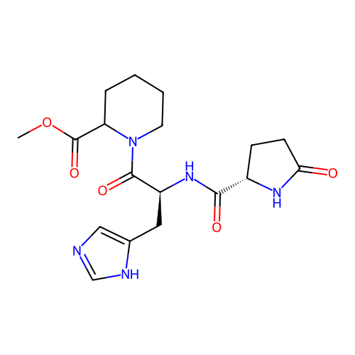 Methyl pyroglutamyl-histidyl-pipecolate structure