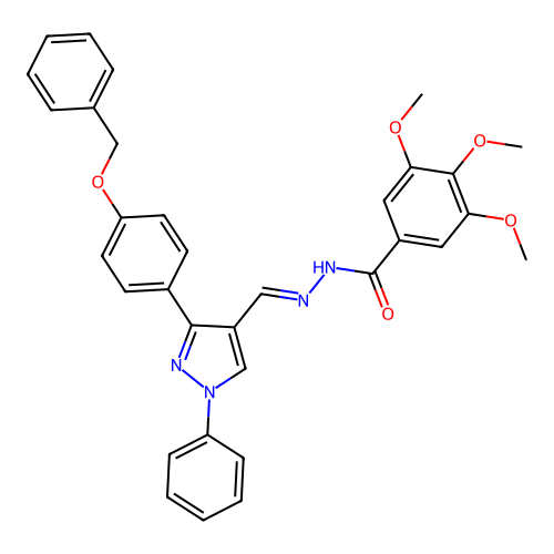 3,4,5-trimethoxy-N-[[1-phenyl-3-(4-phenylmethoxyphenyl)pyrazol-4-yl]methylideneamino]benzamide structure
