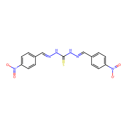 1,3-bis[(4-nitrophenyl)methylideneamino]thiourea structure