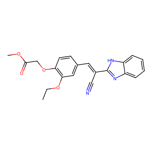 methyl {4-[(E)-2-(1H-benzimidazol-2-yl)-2-cyanoethenyl]-2-ethoxyphenoxy}acetate structure