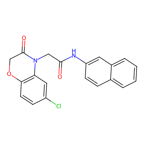 2-(6-chloro-3-oxo-1,4-benzoxazin-4-yl)-N-naphthalen-2-ylacetamide structure