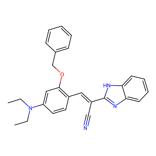 (2E)-2-(1H-benzimidazol-2-yl)-3-[2-(benzyloxy)-4-(diethylamino)phenyl]prop-2-enenitrile structure
