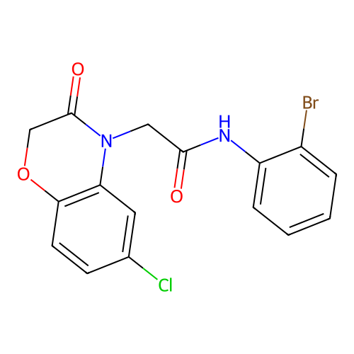 N-(2-bromophenyl)-2-(6-chloro-3-oxo-2,3-dihydro-4H-1,4-benzoxazin-4-yl)acetamide structure