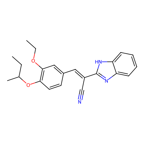 (E)-2-(1H-benzimidazol-2-yl)-3-(4-butan-2-yloxy-3-ethoxyphenyl)prop-2-enenitrile structure