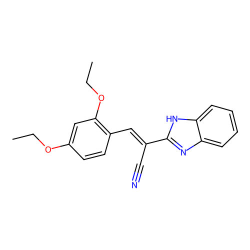 (E)-2-(1H-benzimidazol-2-yl)-3-(2,4-diethoxyphenyl)prop-2-enenitrile structure