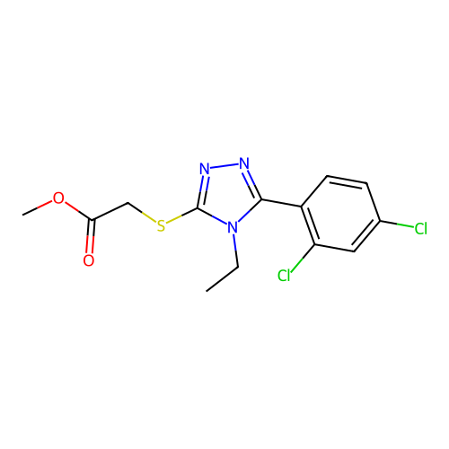 methyl {[5-(2,4-dichlorophenyl)-4-ethyl-4H-1,2,4-triazol-3-yl]sulfanyl}acetate structure