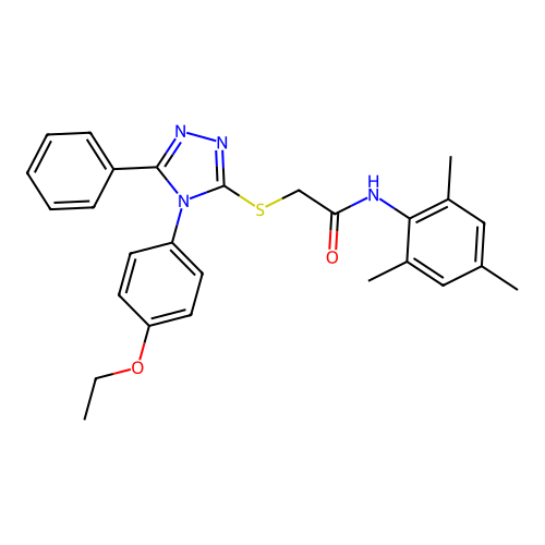 2-[[4-(4-ethoxyphenyl)-5-phenyl-1,2,4-triazol-3-yl]sulfanyl]-N-(2,4,6-trimethylphenyl)acetamide structure