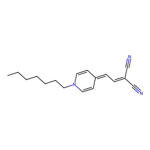 2-[2-(1-heptylpyridin-4(1H)-ylidene)ethylidene]malononitrile structure