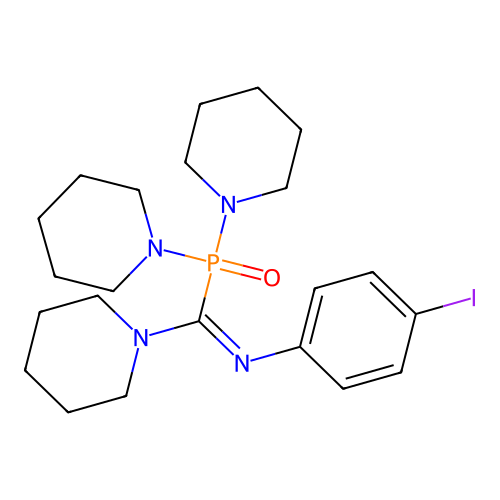N-[[di(1-piperidinyl)phosphoryl](1-piperidinyl)methylene]-N-(4-iodophenyl)amine structure