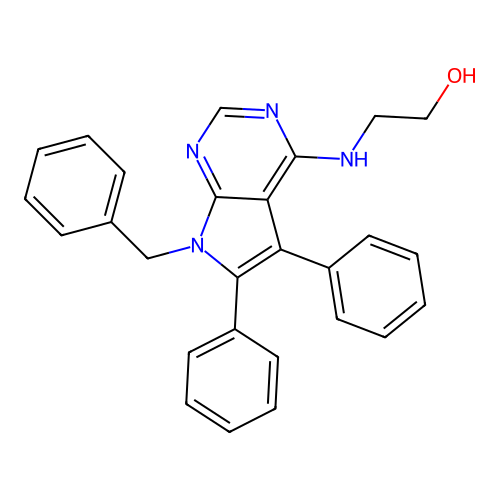 2-[(7-benzyl-5,6-diphenyl-7H-pyrrolo[2,3-d]pyrimidin-4-yl)amino]ethanol structure