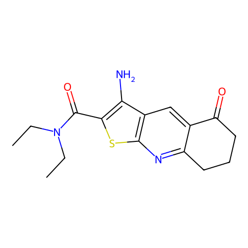 3-amino-N,N-diethyl-5-oxo-5,6,7,8-tetrahydrothieno[2,3-b]quinoline-2-carboxamide structure