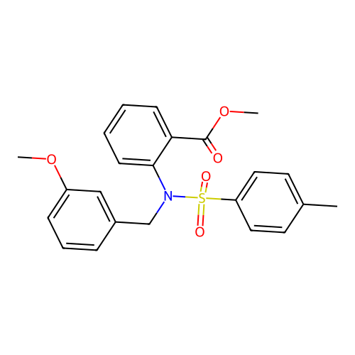 2-((3-Methoxy-benzyl)-(toluene-4-sulfonyl)-amino)-benzoic acid methyl ester structure