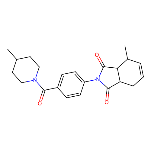 4-methyl-2-[4-(4-methylpiperidine-1-carbonyl)phenyl]-3a,4,7,7a-tetrahydroisoindole-1,3-dione structure