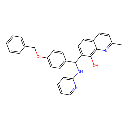7-{[4-(Benzyloxy)phenyl](pyridin-2-ylamino)methyl}-2-methylquinolin-8-ol structure