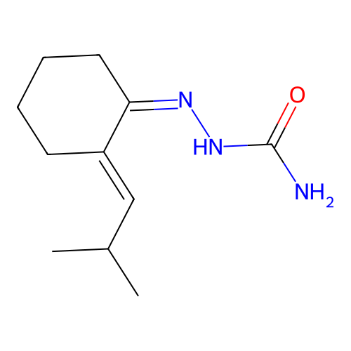 (Z)-2-((E)-2-(2-methylpropylidene)cyclohexylidene)hydrazinecarboxamide structure