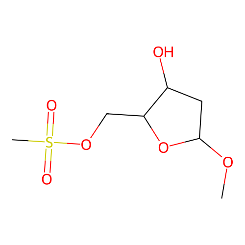 Methyl 2-deoxy-5-O-(methanesulfonyl)pentofuranoside structure