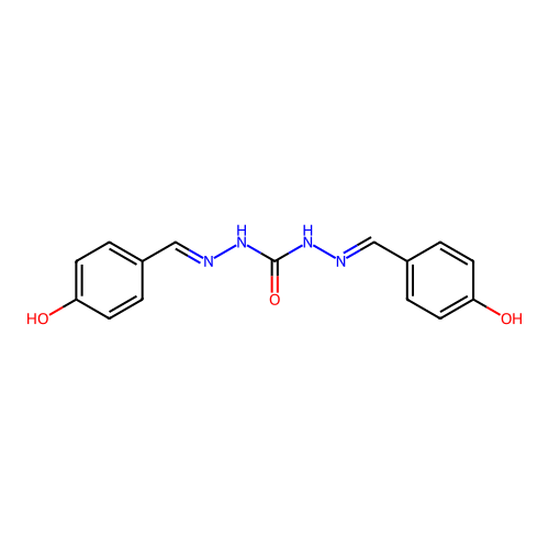 1,3-Bis[(4-hydroxyphenyl)methylideneamino]urea structure