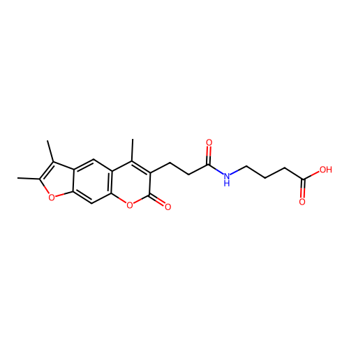 4-(3-(2,3,5-trimethyl-7-oxo-7H-furo[3,2-g]chromen-6-yl)propanamido)butanoic acid structure