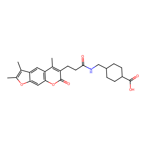 (1s,4s)-4-((3-(2,3,5-trimethyl-7-oxo-7H-furo[3,2-g]chromen-6-yl)propanamido)methyl)cyclohexanecarboxylic acid structure