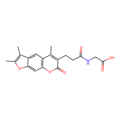 2-(3-(2,3,5-trimethyl-7-oxo-7H-furo[3,2-g]chromen-6-yl)propanamido)acetic acid structure