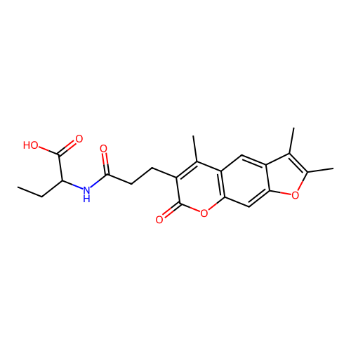 2-(3-(2,3,5-trimethyl-7-oxo-7H-furo[3,2-g]chromen-6-yl)propanamido)butanoic acid structure